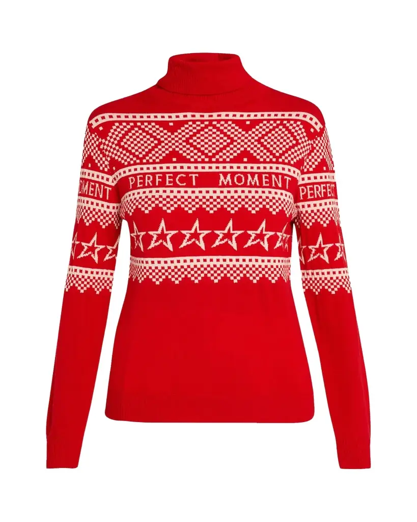 Perfect Moment Intarsia-Knit Merino Wool Turtleneck Sweater | Image 1 Perfect Moment Intarsia-Knit Merino Wool Turtleneck Sweater | Image 1