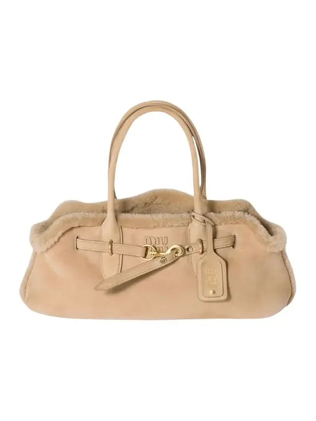 Miu Miu Aventure Belted Shearling Shoulder Bag