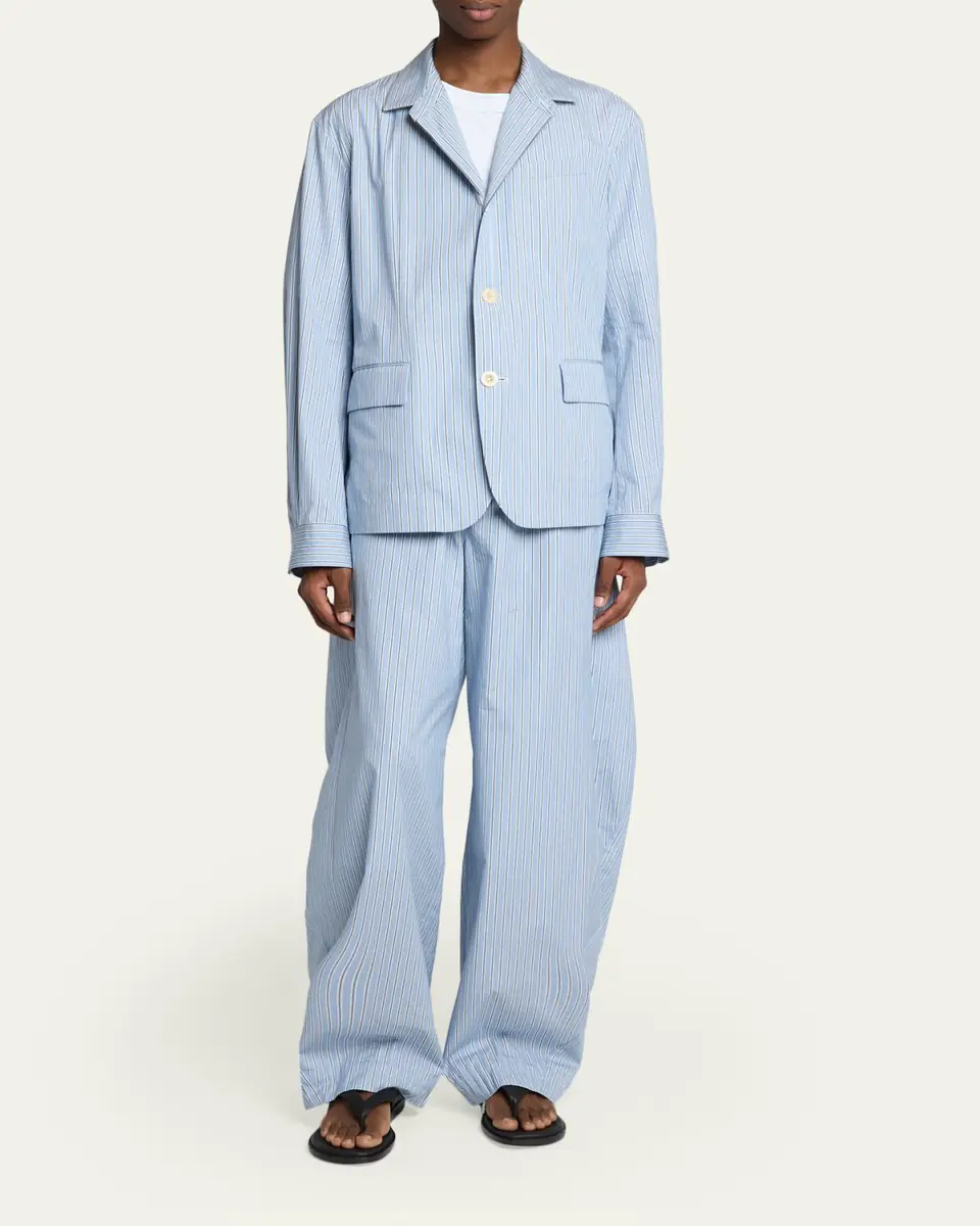 SACAI Men's Pinstripe Cotton Shirt-Style Blazer | Thumbnail 2 SACAI Men's Pinstripe Cotton Shirt-Style Blazer | Thumbnail 2
