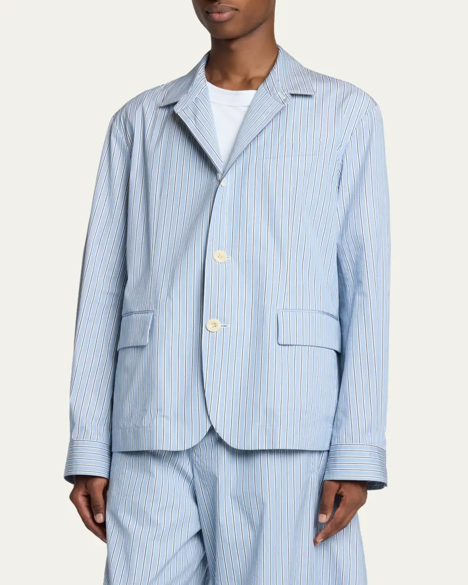SACAI Men's Pinstripe Cotton Shirt-Style Blazer | Thumbnail 4 SACAI Men's Pinstripe Cotton Shirt-Style Blazer | Thumbnail 4