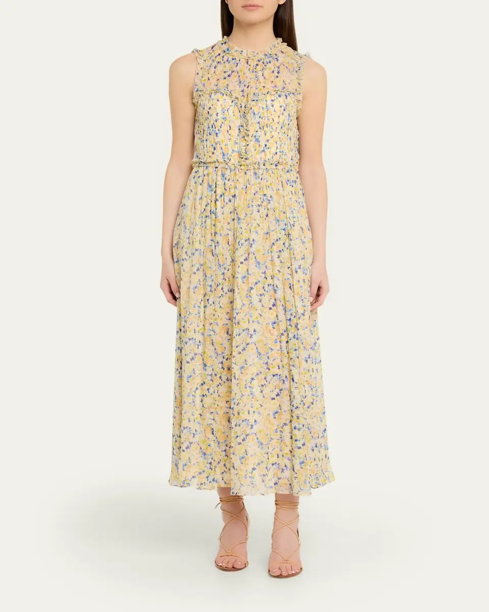 Ulla Johnson Kasia Floral Silk Chiffon Midi Dress | Thumbnail 2 Ulla Johnson Kasia Floral Silk Chiffon Midi Dress | Thumbnail 2