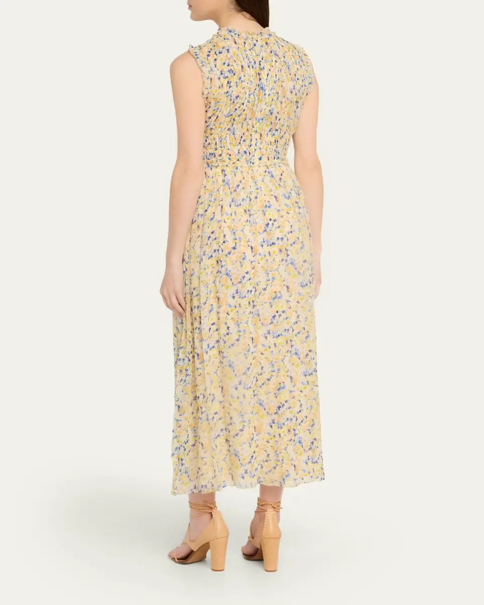 Ulla Johnson Kasia Floral Silk Chiffon Midi Dress | Thumbnail 3 Ulla Johnson Kasia Floral Silk Chiffon Midi Dress | Thumbnail 3