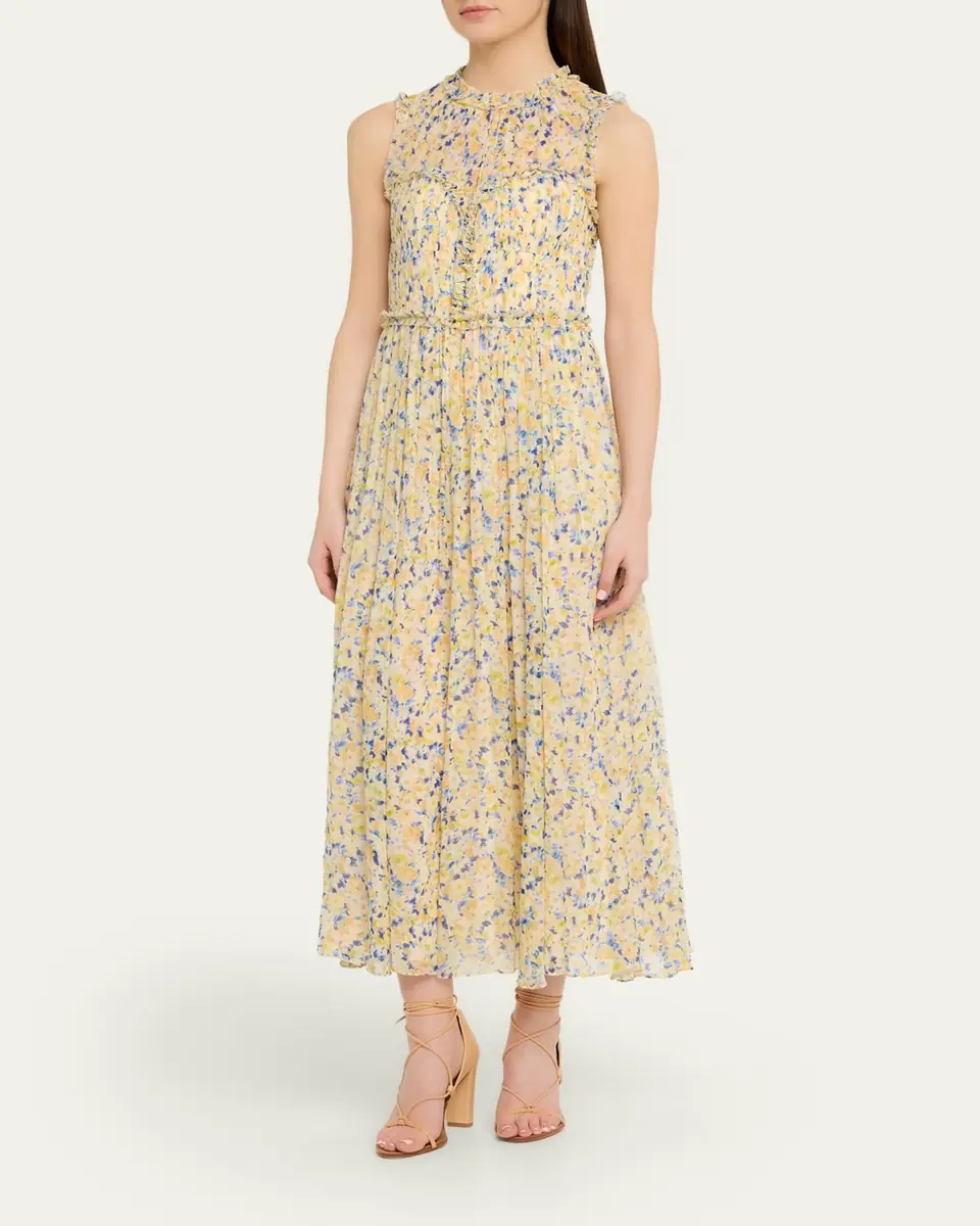 Ulla Johnson Kasia Floral Silk Chiffon Midi Dress | Thumbnail 4 Ulla Johnson Kasia Floral Silk Chiffon Midi Dress | Thumbnail 4