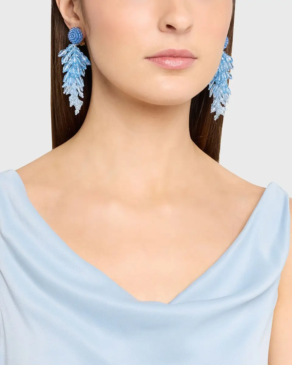 Oscar de la Renta Beaded Cascade Tassel Clip-On Earrings | Thumbnail 7