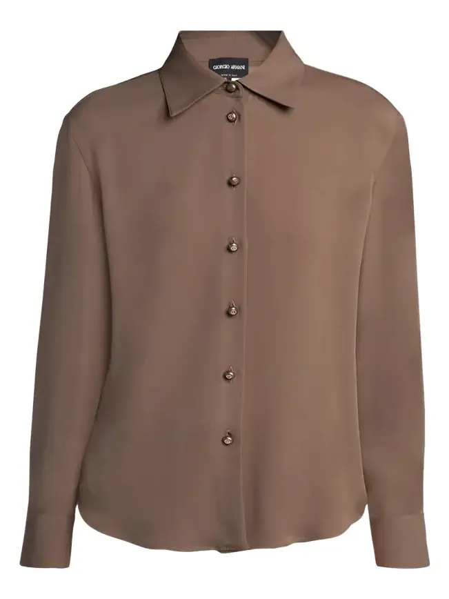 Giorgio Armani Pearly Buttoned Silk Georgette Shirt