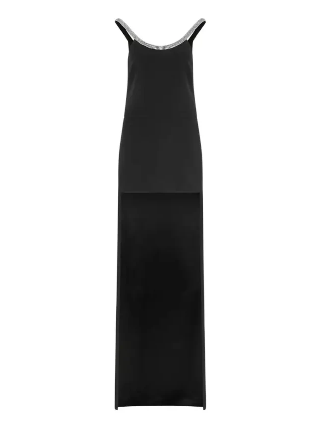 Crystal Sleeveless Grain De Poudre High-Low Gown Crystal Sleeveless Grain De Poudre High-Low Gown