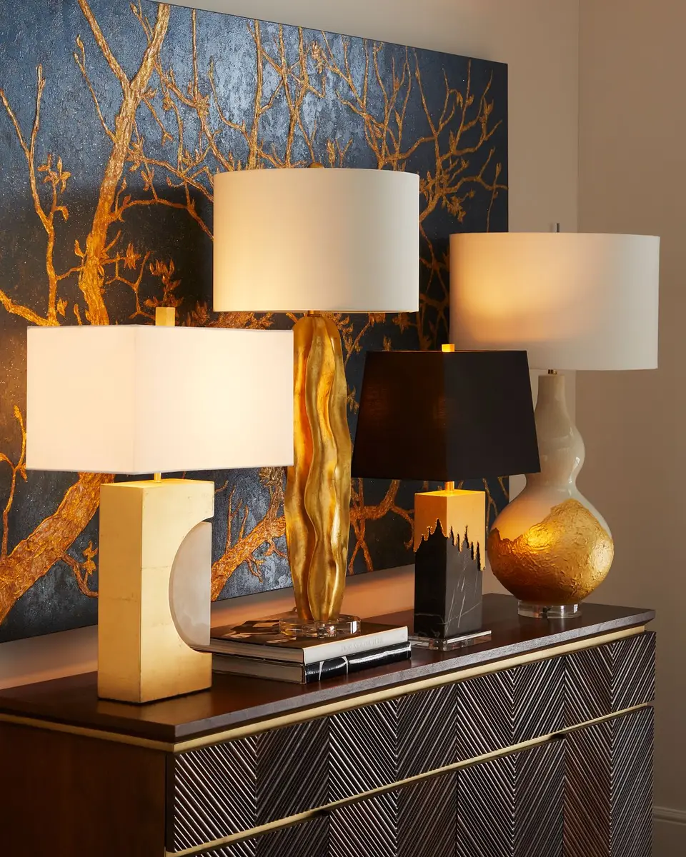 Old World Design Stanton Wave 37" Gold Leaf Buffet Lamp | Thumbnail 3 Old World Design Stanton Wave 37" Gold Leaf Buffet Lamp | Thumbnail 3
