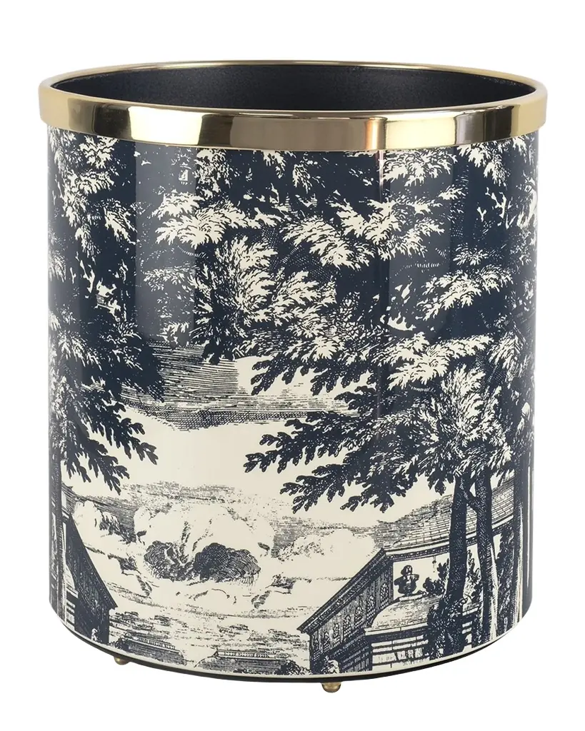FORNASETTI Paper Basket - Giardino Settecentesco Blue Ivory | Image 1 FORNASETTI Paper Basket - Giardino Settecentesco Blue Ivory | Image 1