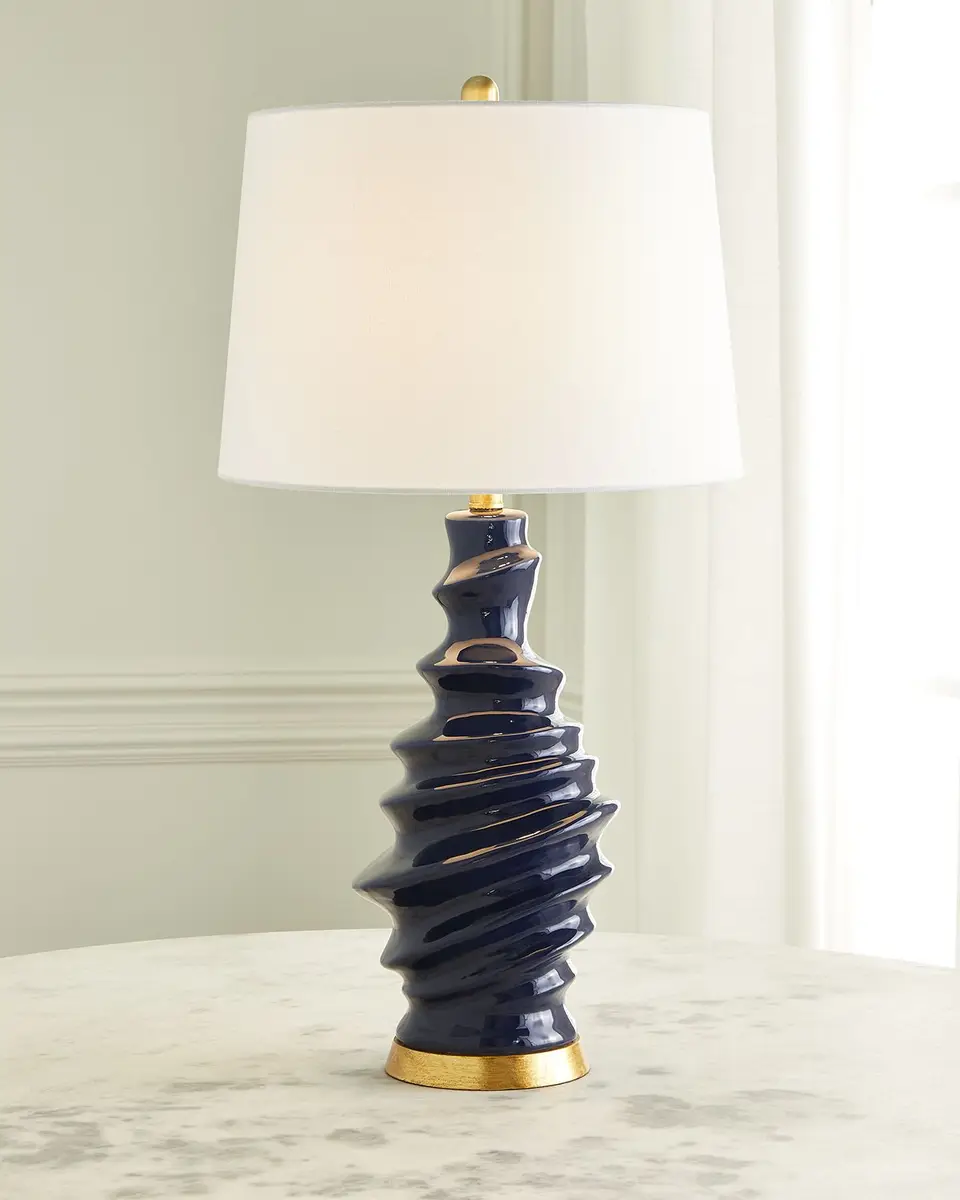 Old World Design Connelly Navy Blue Ceramic Table Lamp | Thumbnail 2