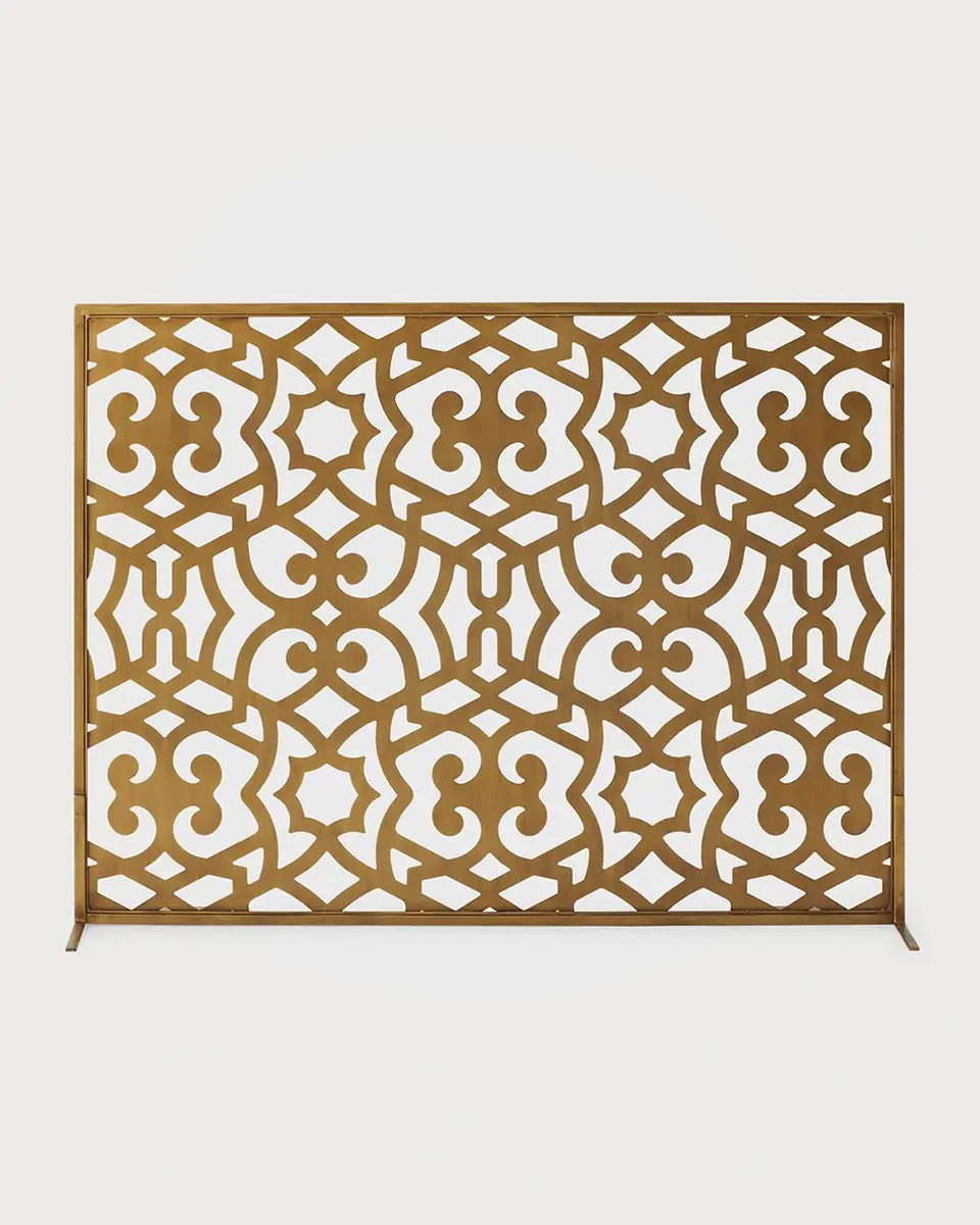 Old World Design Dark Golden Patterned Ramey Fireplace Screen | Thumbnail 2 Old World Design Dark Golden Patterned Ramey Fireplace Screen | Thumbnail 2