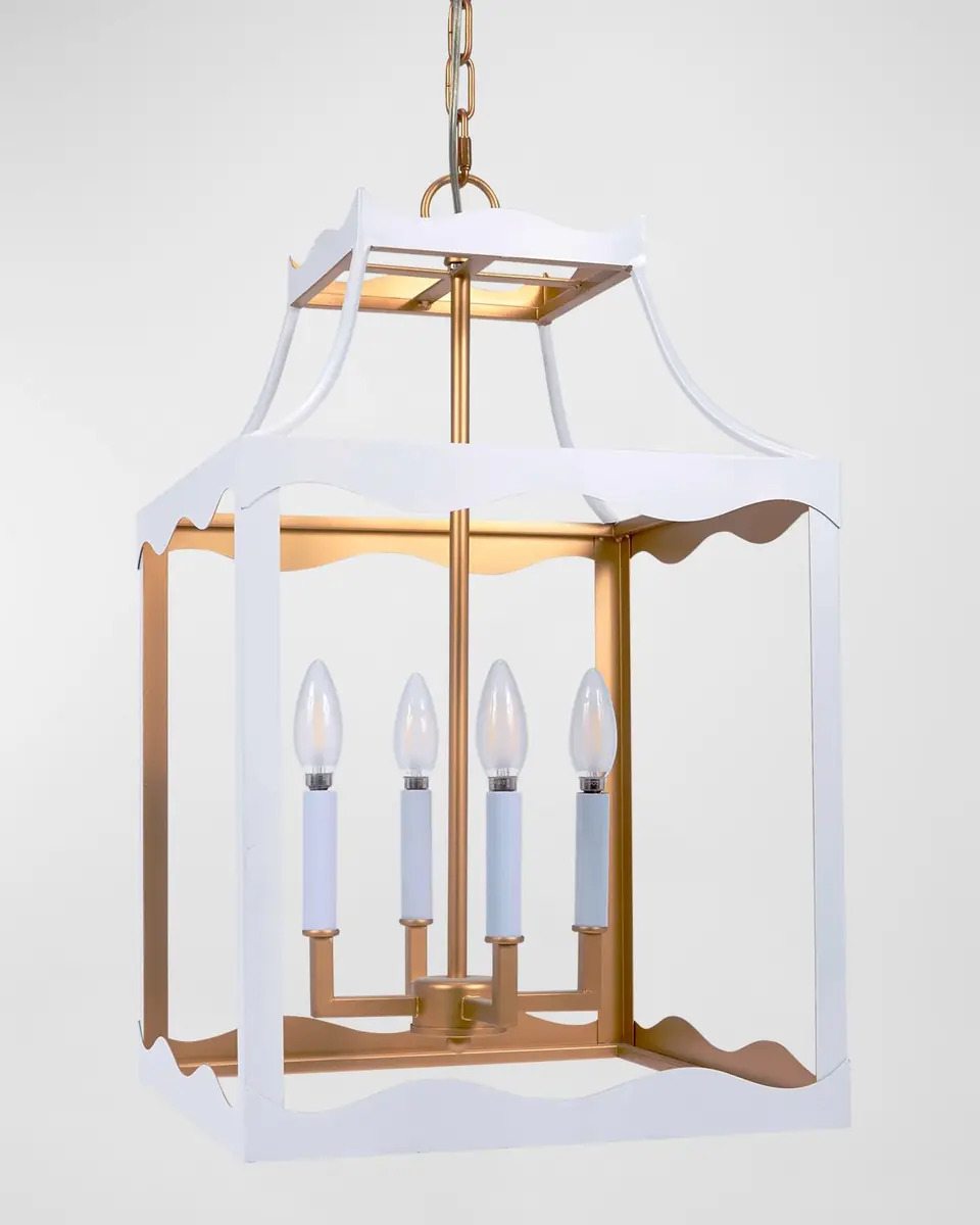 Old World Design Alba Gloss White Lantern With Golden Accents | Thumbnail 2 Old World Design Alba Gloss White Lantern With Golden Accents | Thumbnail 2