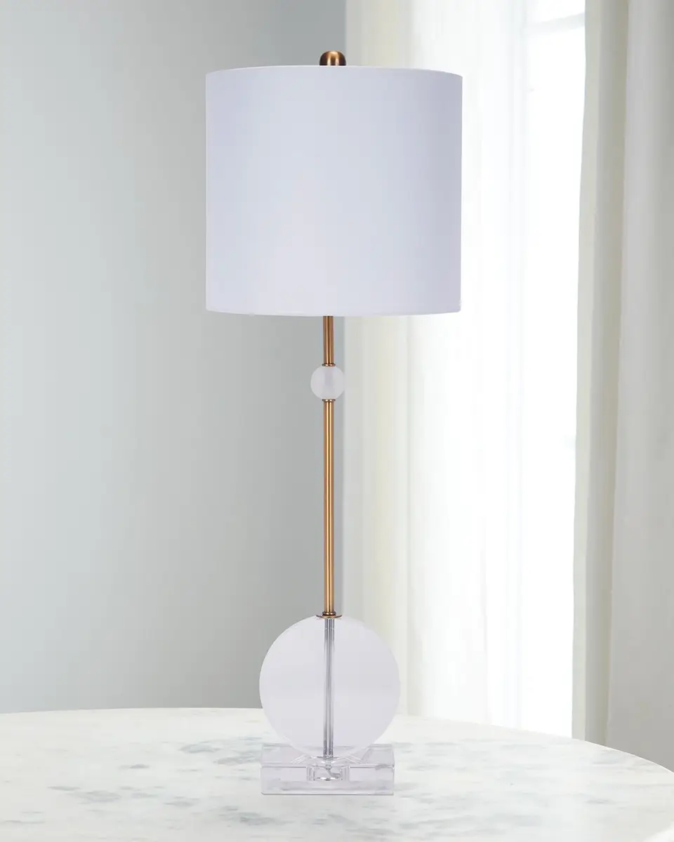 Old World Design Brady Crystal and Brass Buffet Lamp With Linen Shade | Thumbnail 2