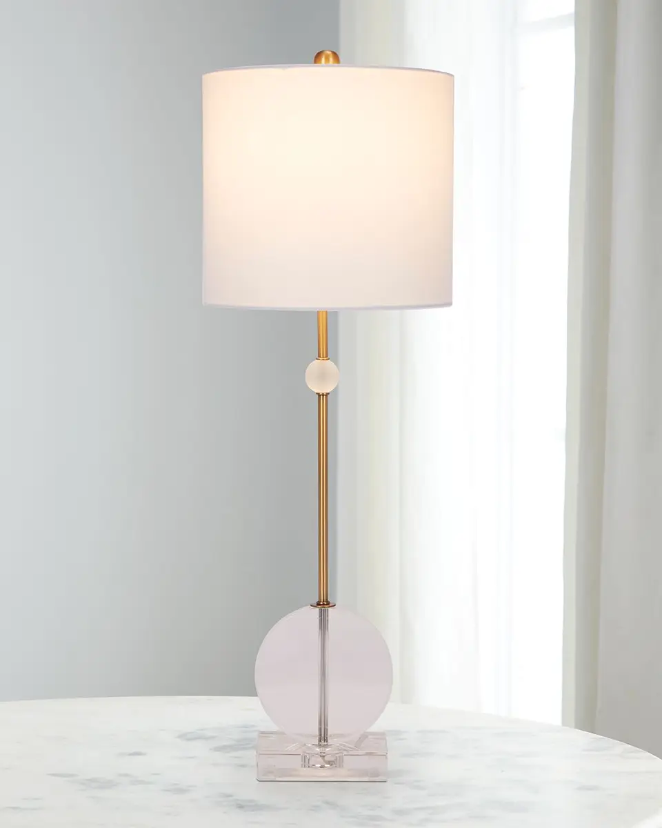 Old World Design Brady Crystal and Brass Buffet Lamp With Linen Shade