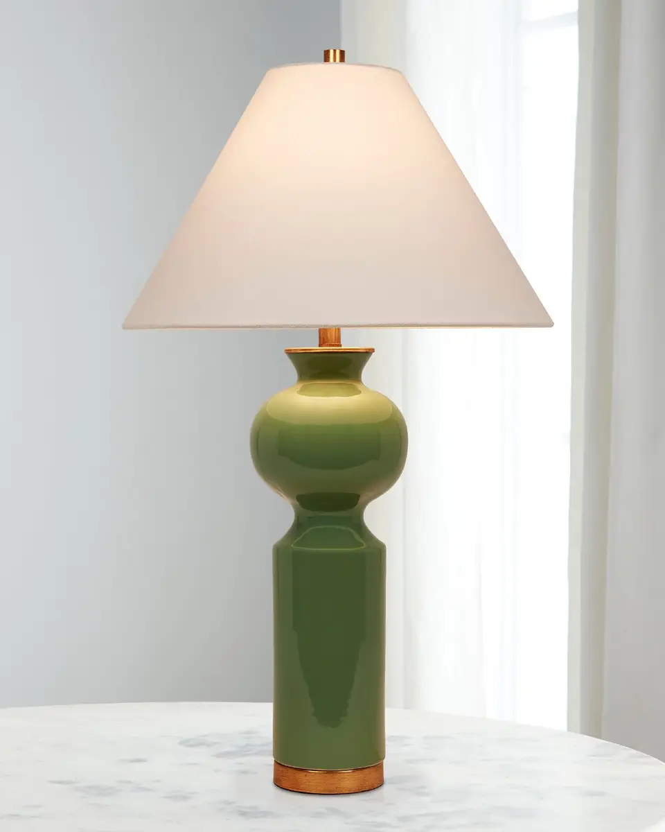 Old World Design Perla 33" Ceramic Table Lamp with Linen Shade | Image 1 Old World Design Perla 33" Ceramic Table Lamp with Linen Shade | Image 1