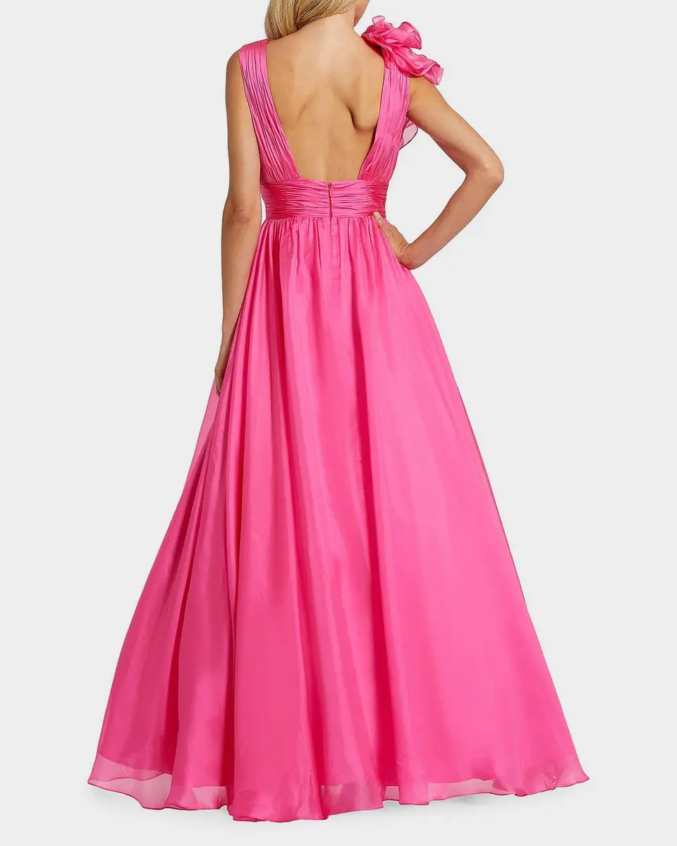 Mac Duggal Sleeveless Deep V-Neck Ruffle Gown | Thumbnail 2