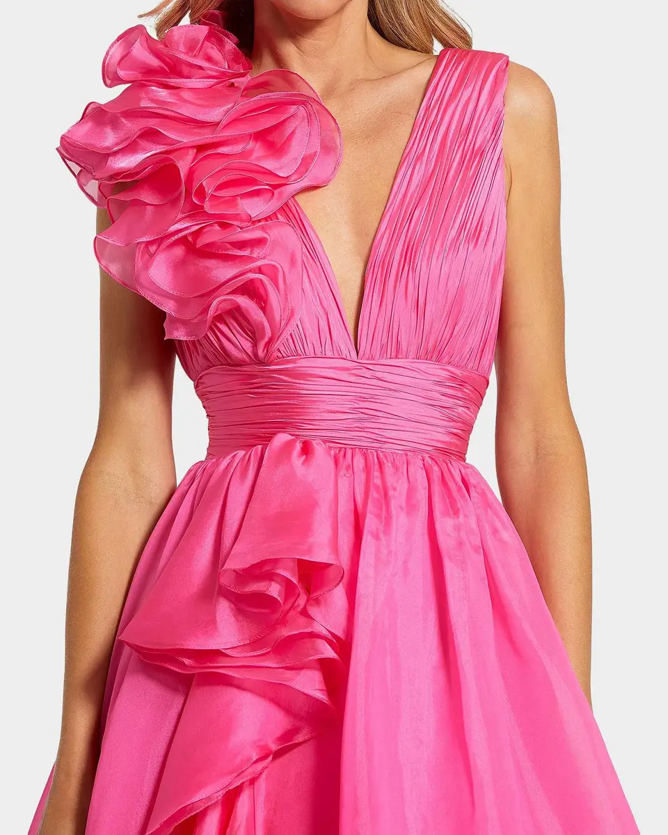 Mac Duggal Sleeveless Deep V-Neck Ruffle Gown | Thumbnail 5