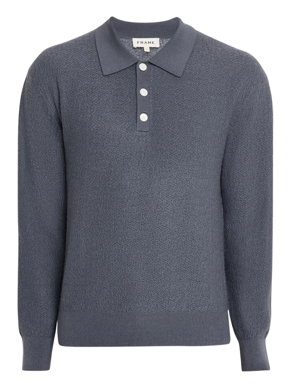 Men's Textured Wool Polo Sweater