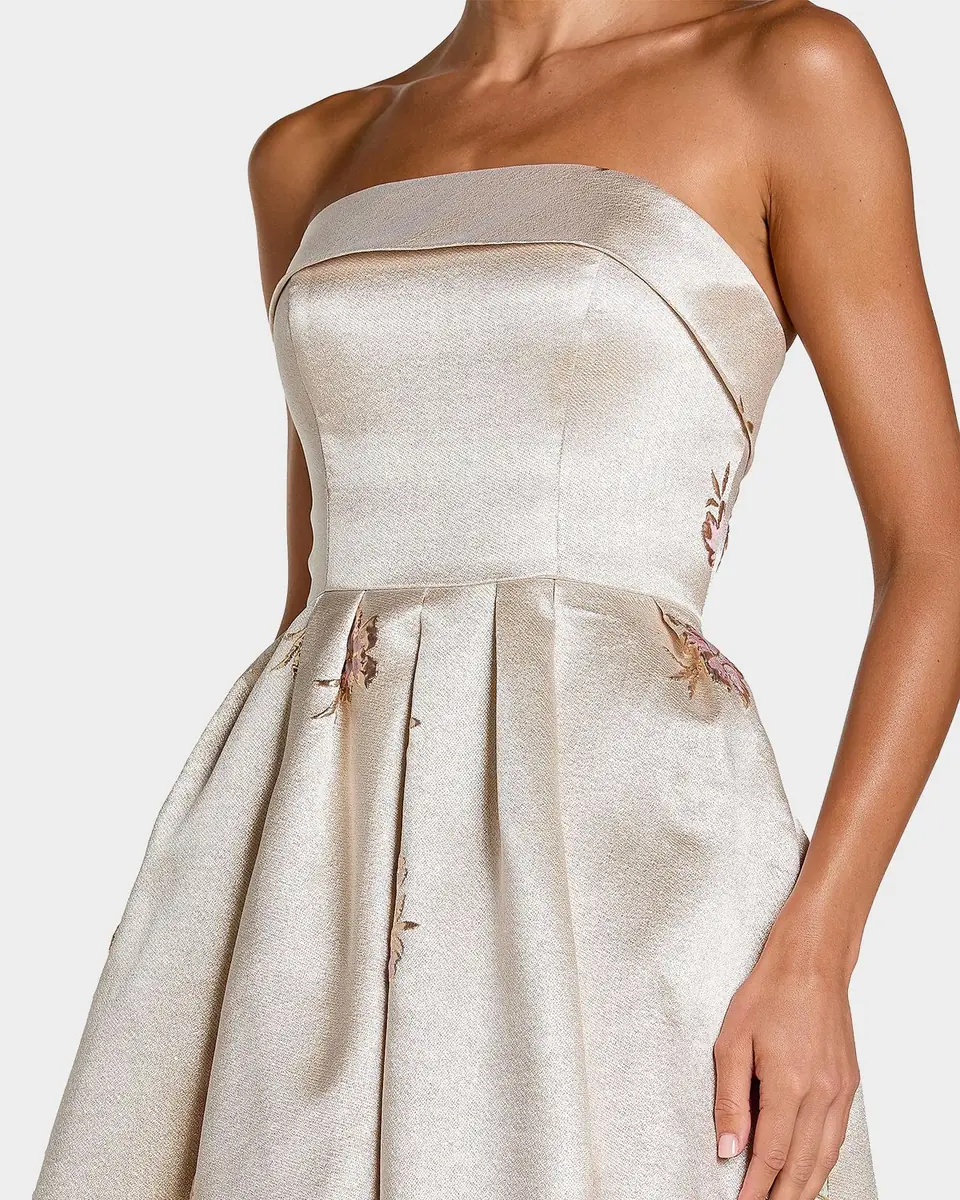 Mac Duggal Strapless Brocade A-Line Midi Dress | Thumbnail 3 Mac Duggal Strapless Brocade A-Line Midi Dress | Thumbnail 3