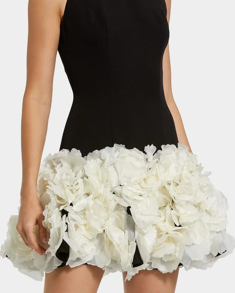 Mac Duggal Floral-Appliquéd Crepe Mini Dress | Thumbnail 3 Mac Duggal Floral-Appliquéd Crepe Mini Dress | Thumbnail 3