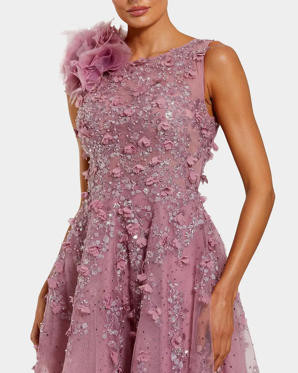 Mac Duggal Cocktail Beaded Fit-and-Flare Midi Dress | Thumbnail 2 Mac Duggal Cocktail Beaded Fit-and-Flare Midi Dress | Thumbnail 2