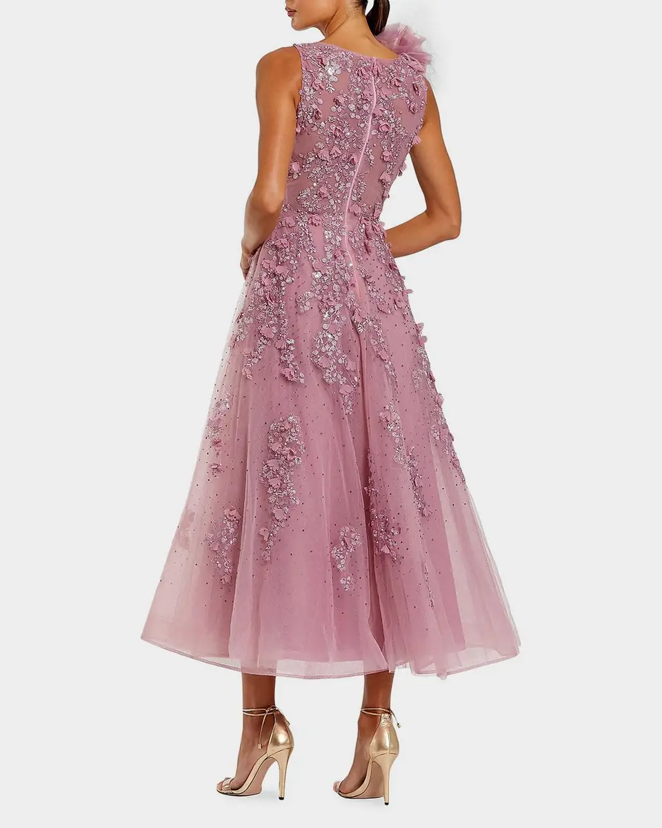 Mac Duggal Cocktail Beaded Fit-and-Flare Midi Dress | Thumbnail 3 Mac Duggal Cocktail Beaded Fit-and-Flare Midi Dress | Thumbnail 3