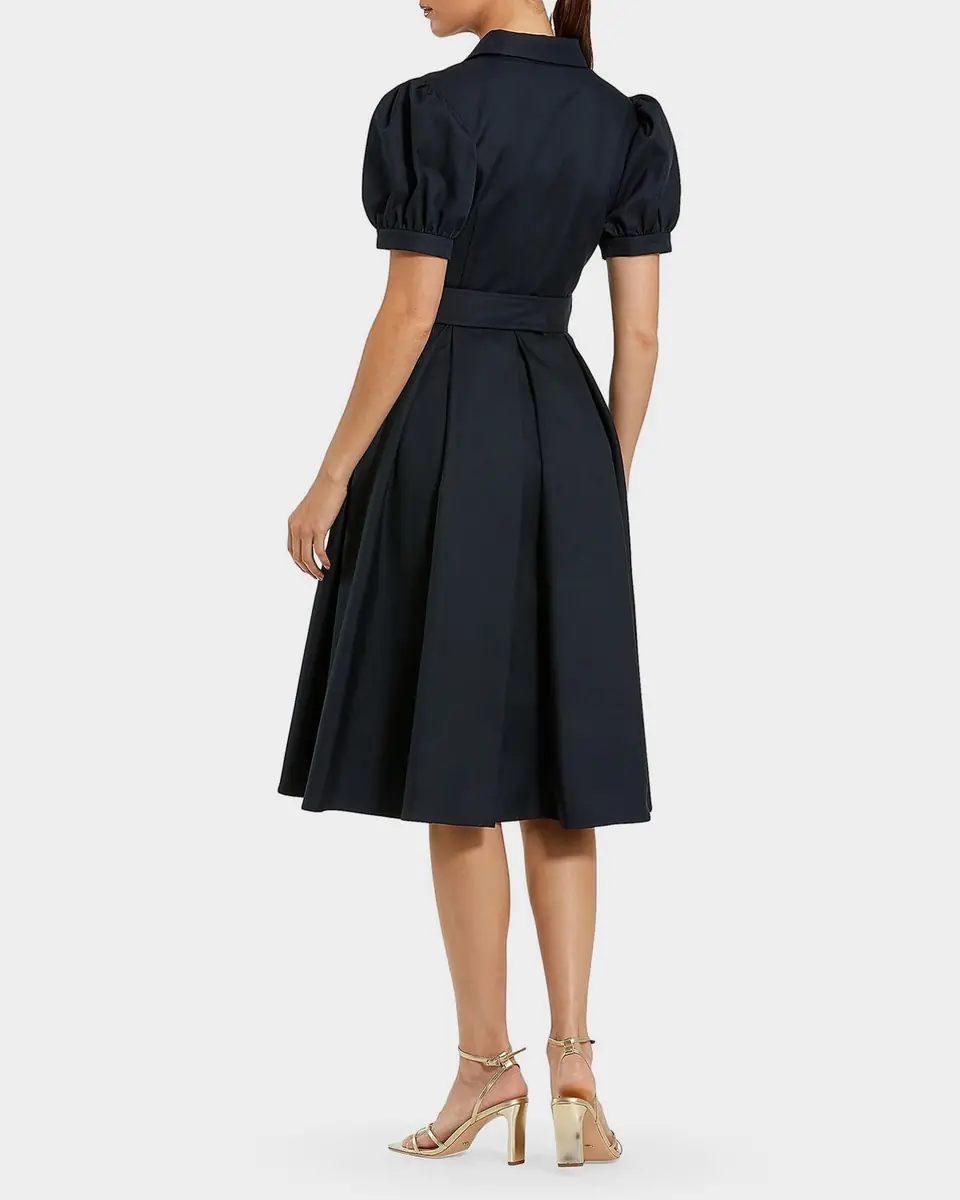 Mac Duggal Cocktail Twill Belted Midi-Dress | Thumbnail 3