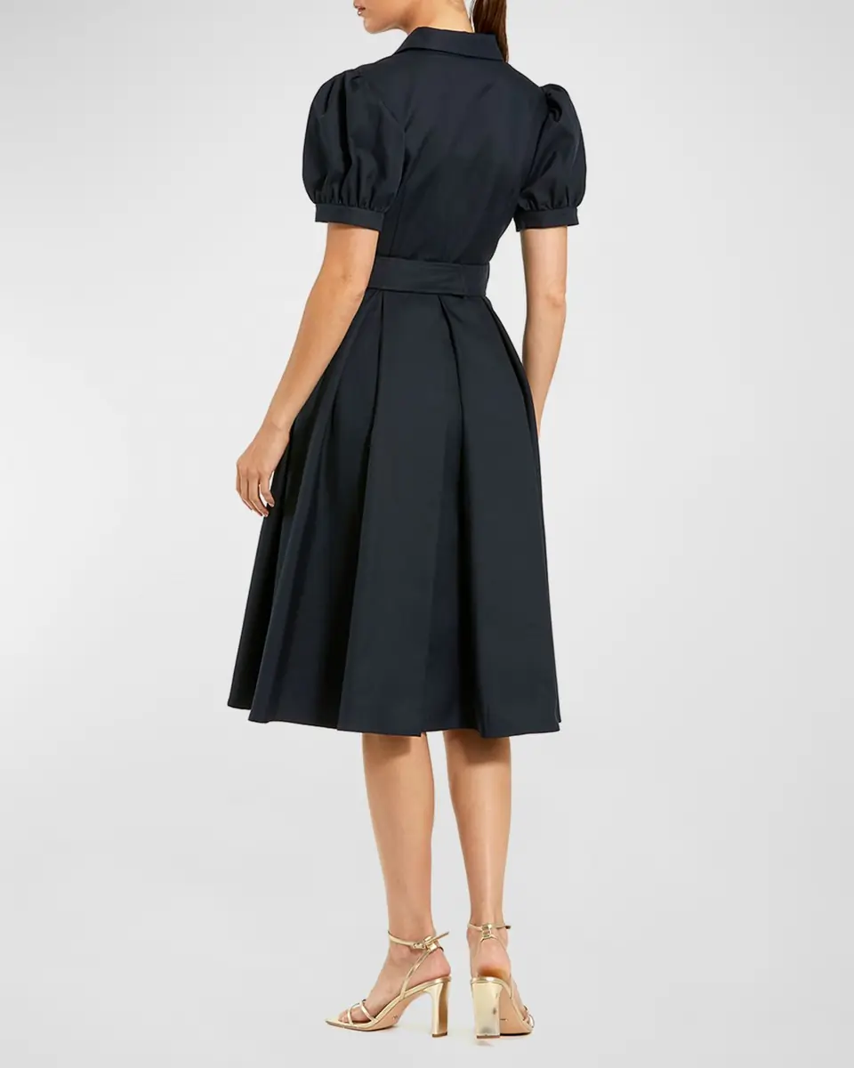 Mac Duggal Cocktail Twill Belted Midi-Dress | Thumbnail 4