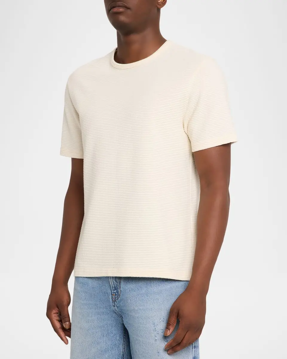 Frame Men's Cotton Jacquard Crewneck T-Shirt | Thumbnail 4 Frame Men's Cotton Jacquard Crewneck T-Shirt | Thumbnail 4