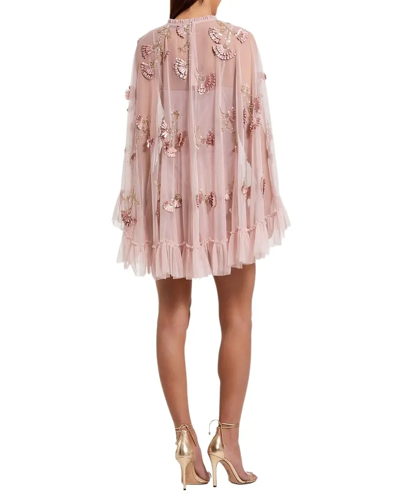 Embellished Mesh A-Line Mini Dress Embellished Mesh A-Line Mini Dress