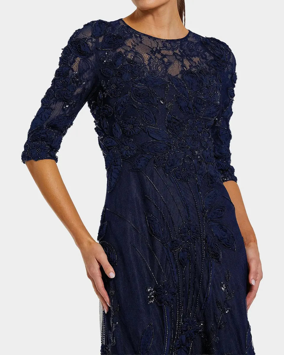 Mac Duggal Beaded Floral Applique Lace Gown | Thumbnail 2 Mac Duggal Beaded Floral Applique Lace Gown | Thumbnail 2