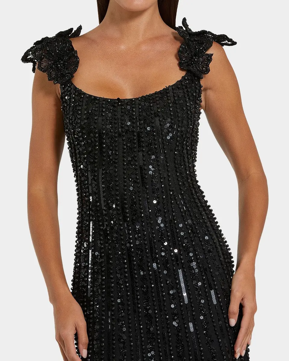 Mac Duggal Evening Beaded Floral Mesh Gown | Thumbnail 2 Mac Duggal Evening Beaded Floral Mesh Gown | Thumbnail 2