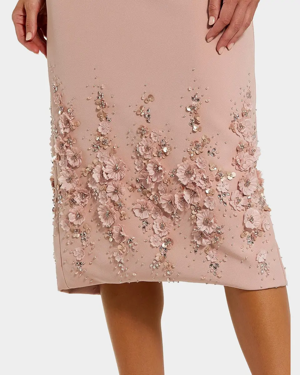 Mac Duggal Floral Beaded Crepe Sleeveless Midi Dress | Thumbnail 2 Mac Duggal Floral Beaded Crepe Sleeveless Midi Dress | Thumbnail 2