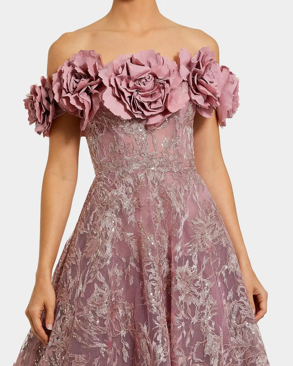 Mac Duggal Sequin-Embroidered Off-the-Shoulder A-Line Gown | Thumbnail 2