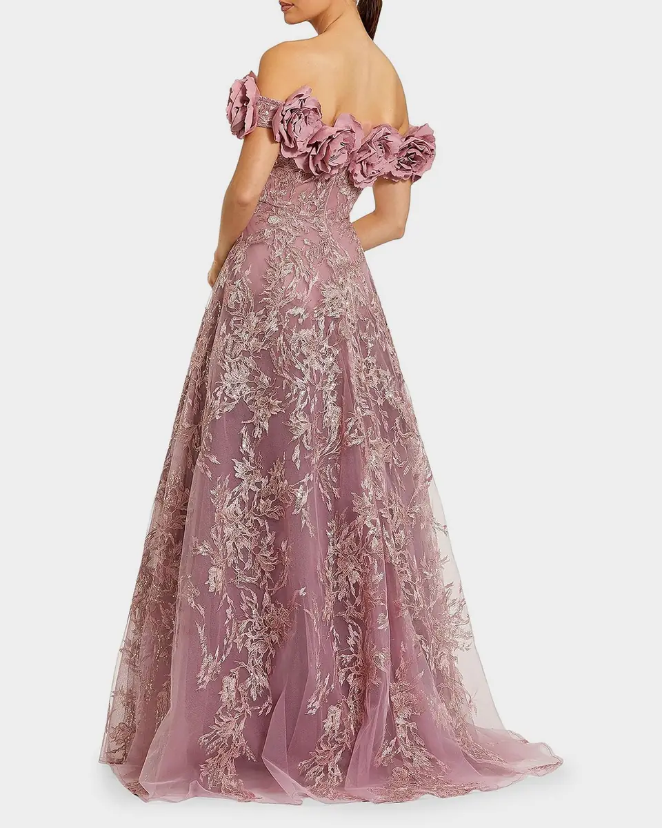 Mac Duggal Sequin-Embroidered Off-the-Shoulder A-Line Gown | Thumbnail 3