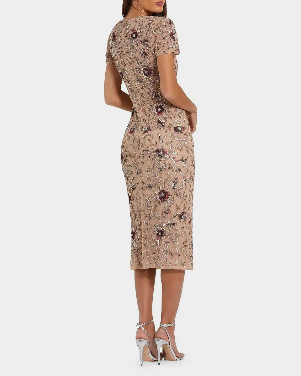Mac Duggal Sequin-Embellished Mesh Midi Dress | Thumbnail 3 Mac Duggal Sequin-Embellished Mesh Midi Dress | Thumbnail 3