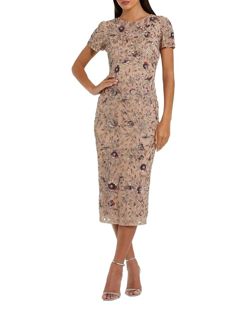 Sequin-Embellished Mesh Midi Dress Sequin-Embellished Mesh Midi Dress
