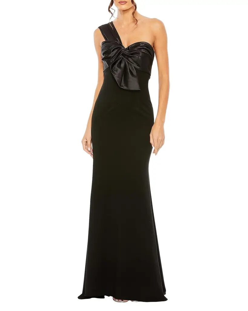 Mac Duggal Half-Bow Bodice Trumpet Gown