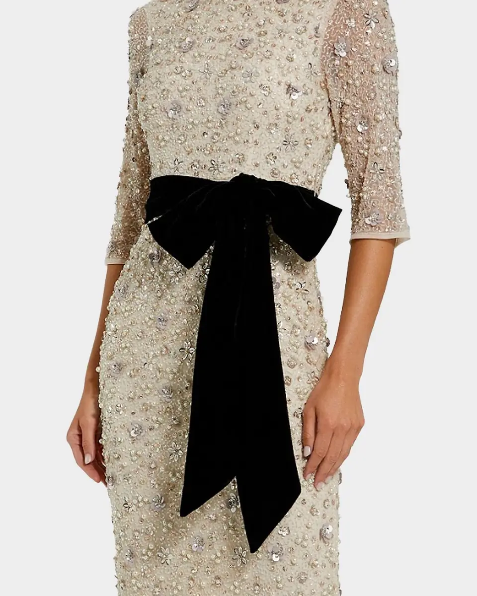 Mac Duggal Beaded Bow Column Gown | Thumbnail 2