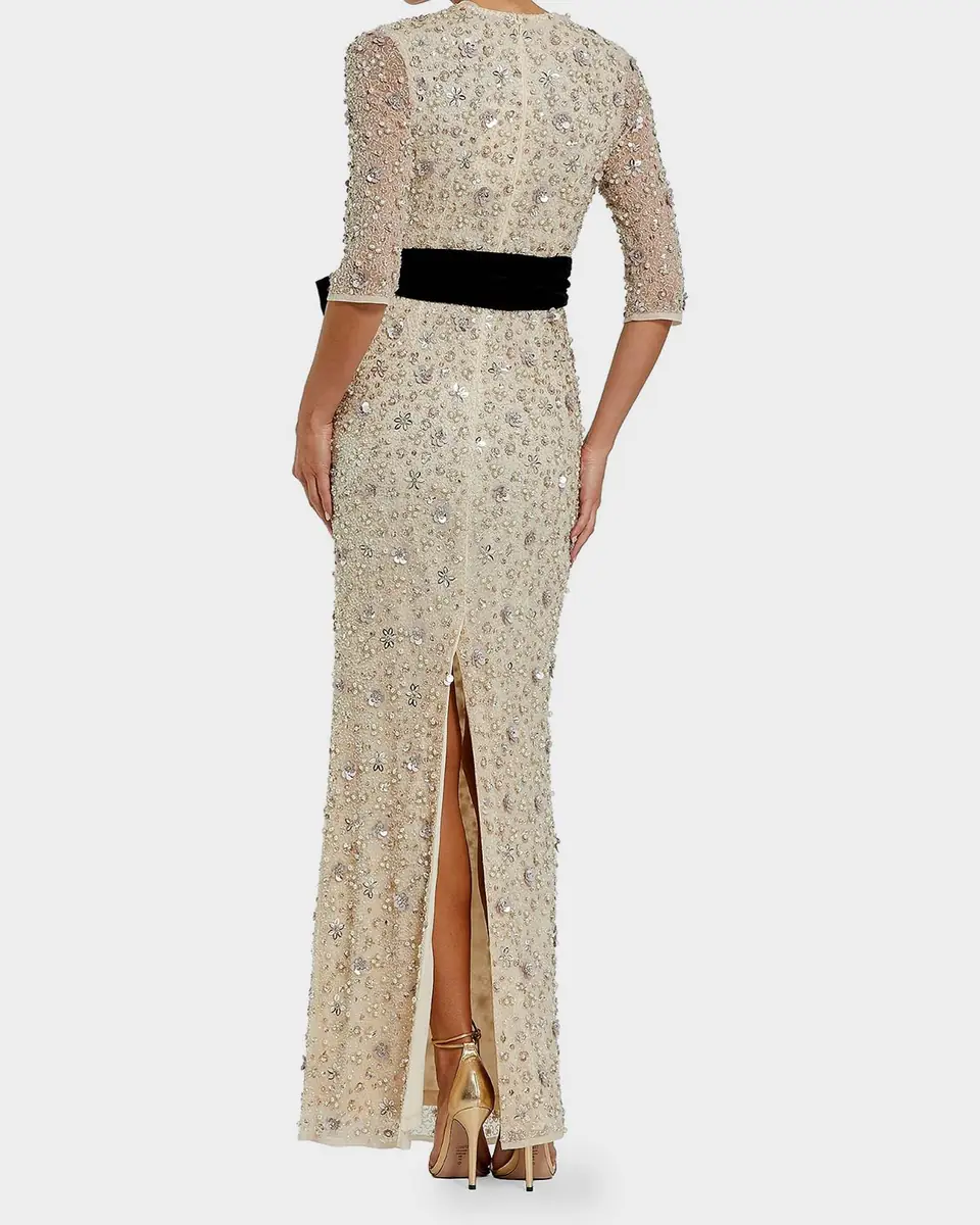 Mac Duggal Beaded Bow Column Gown | Thumbnail 3