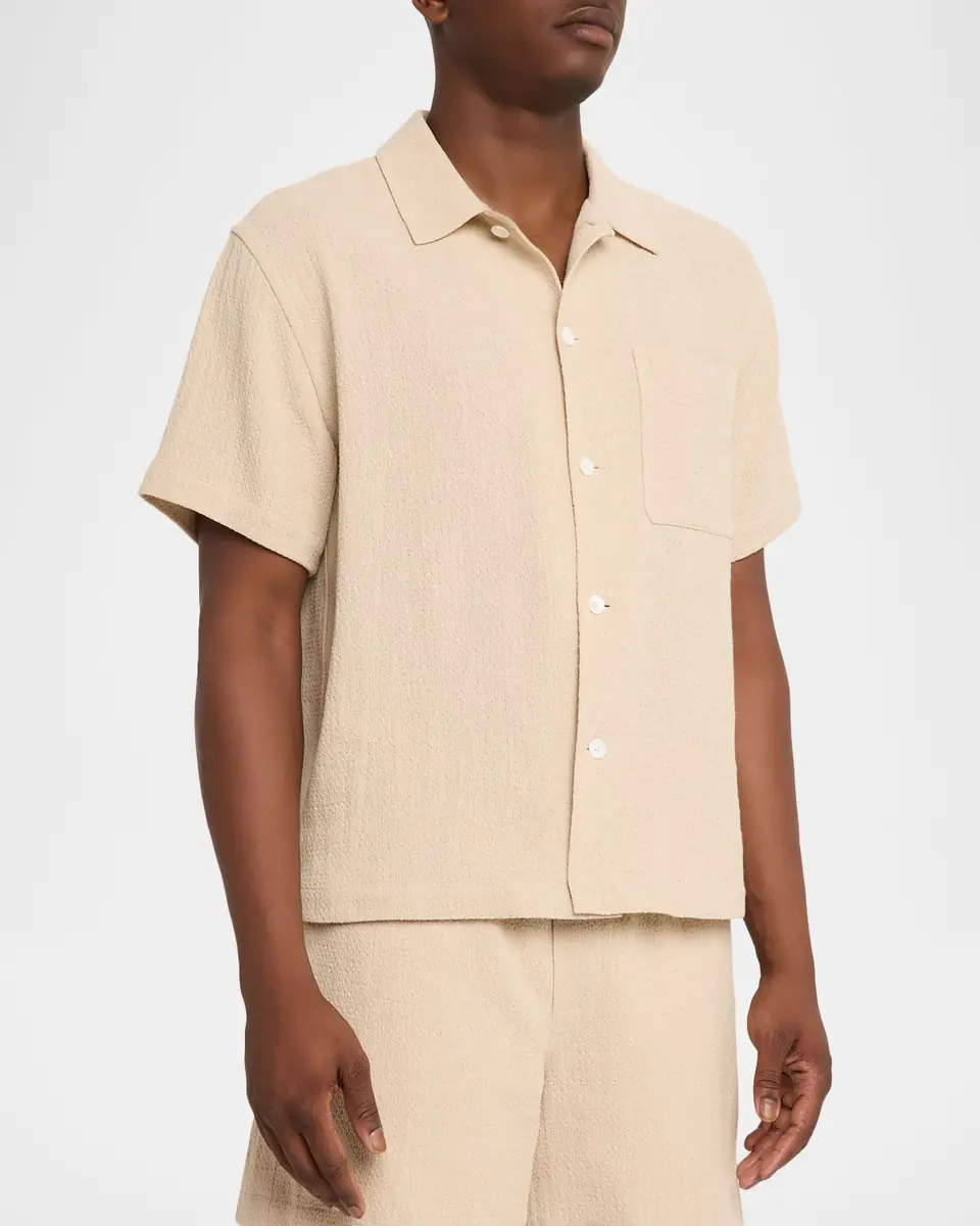 FRAME Men's Textured Short-Sleeve Shirt | Thumbnail 4