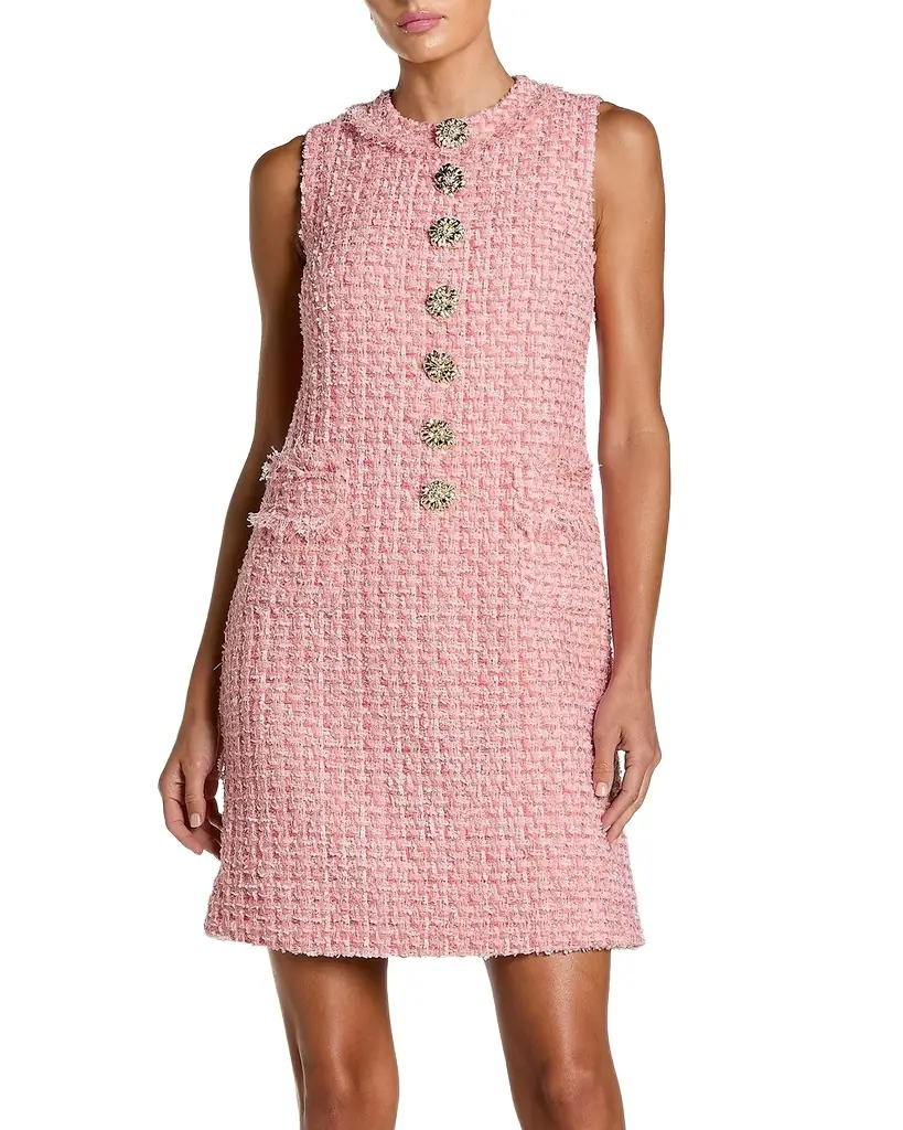 Mac Duggal Bouclé Sleeveless Sheath Mini Dress