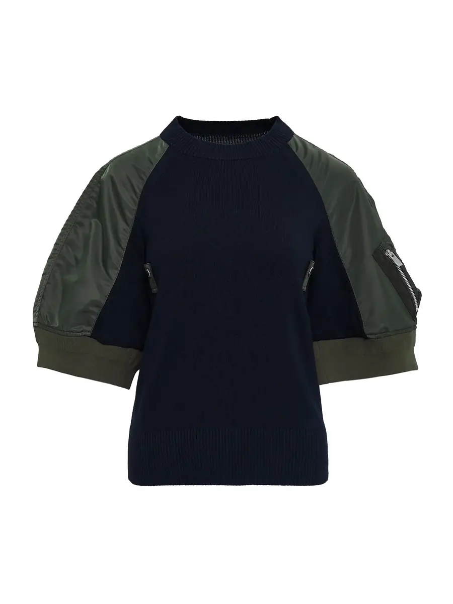 Sacai Nylon Twill x Knit Pullover | Image 1 Sacai Nylon Twill x Knit Pullover | Image 1