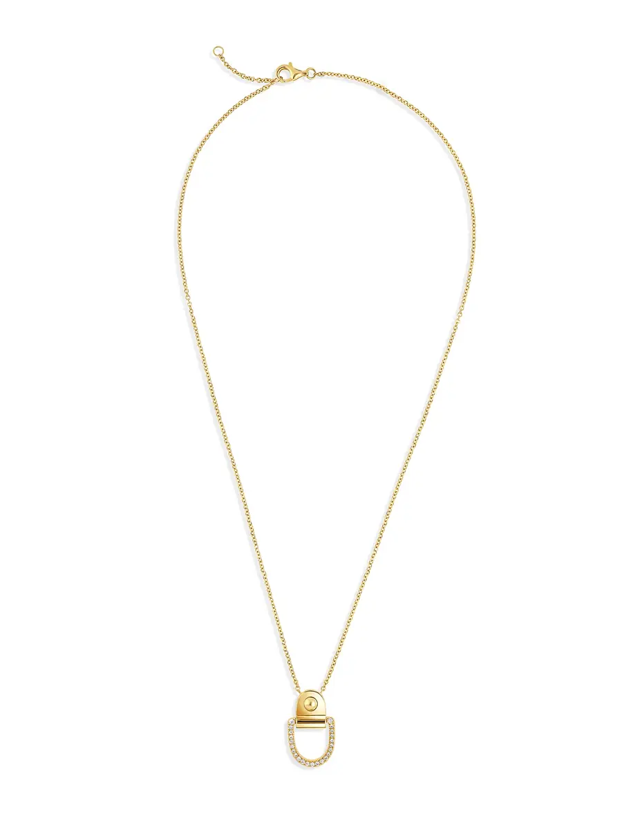 Statement Yellow Gold and Diamond Rivet M Necklace | Image 1 Statement Yellow Gold and Diamond Rivet M Necklace | Image 1