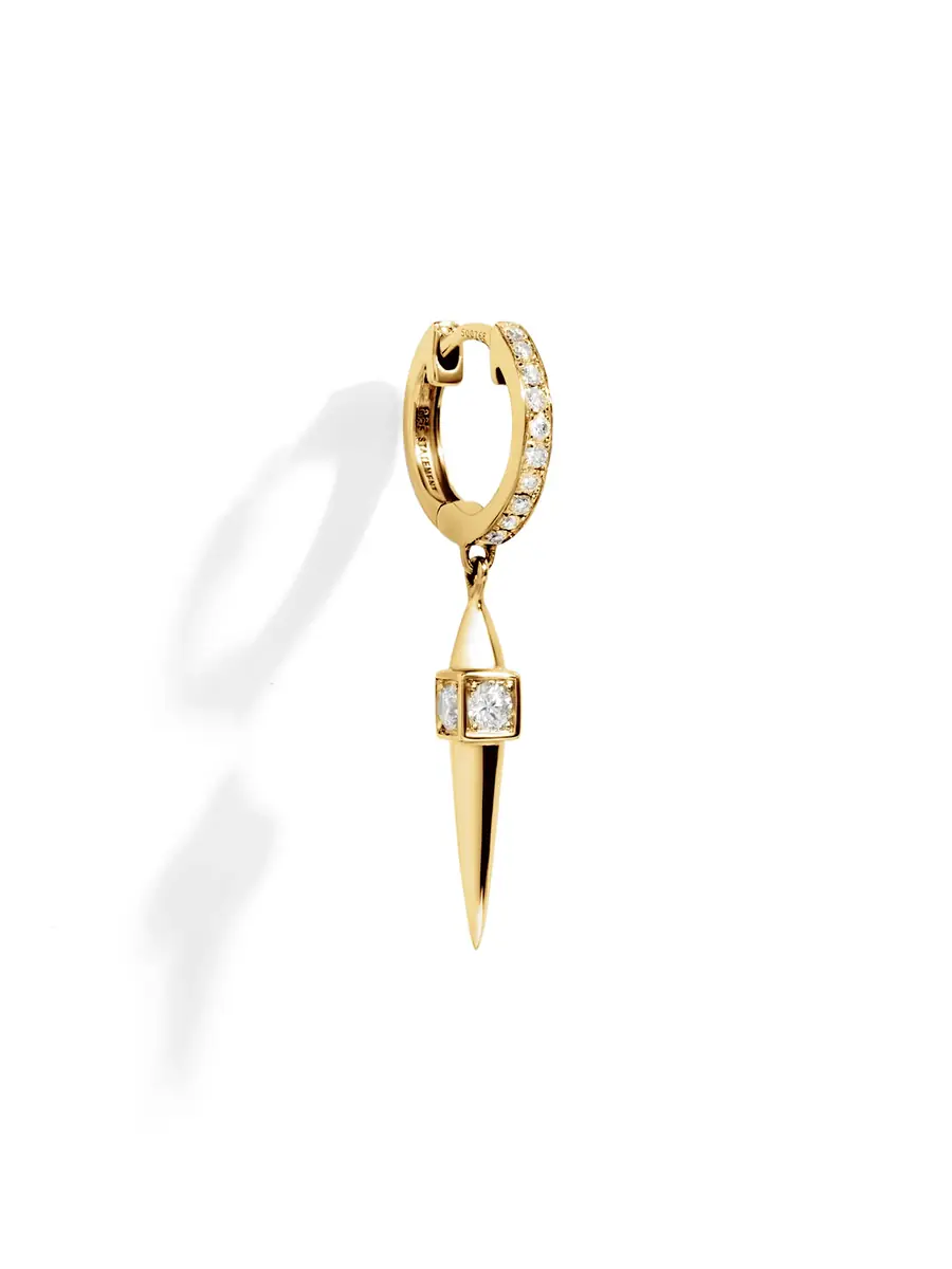 Statement Yellow Gold and Diamond Rockaway Peak Hoop Earring | Thumbnail 2