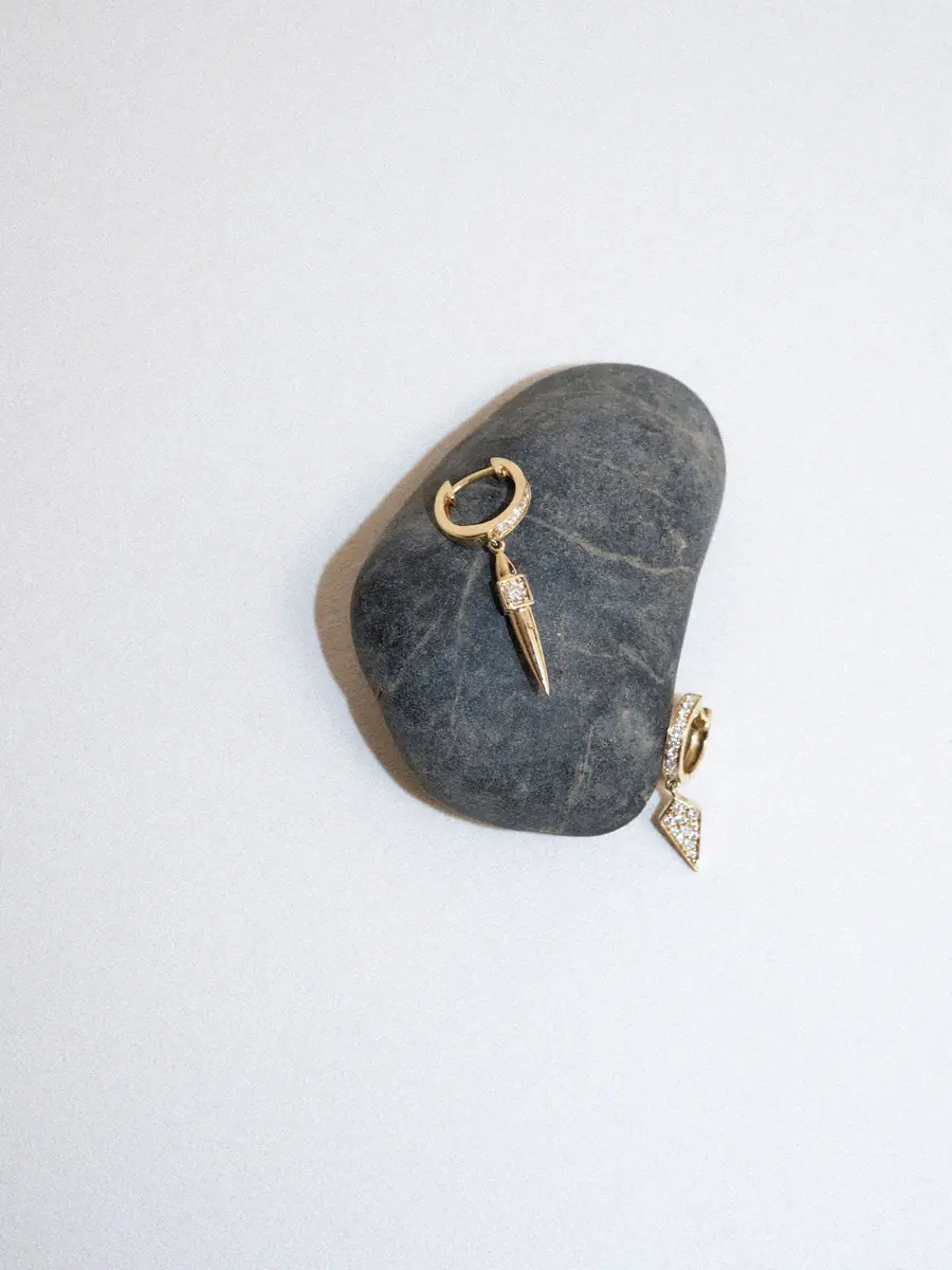 Statement Yellow Gold and Diamond Rockaway Peak Hoop Earring | Thumbnail 4