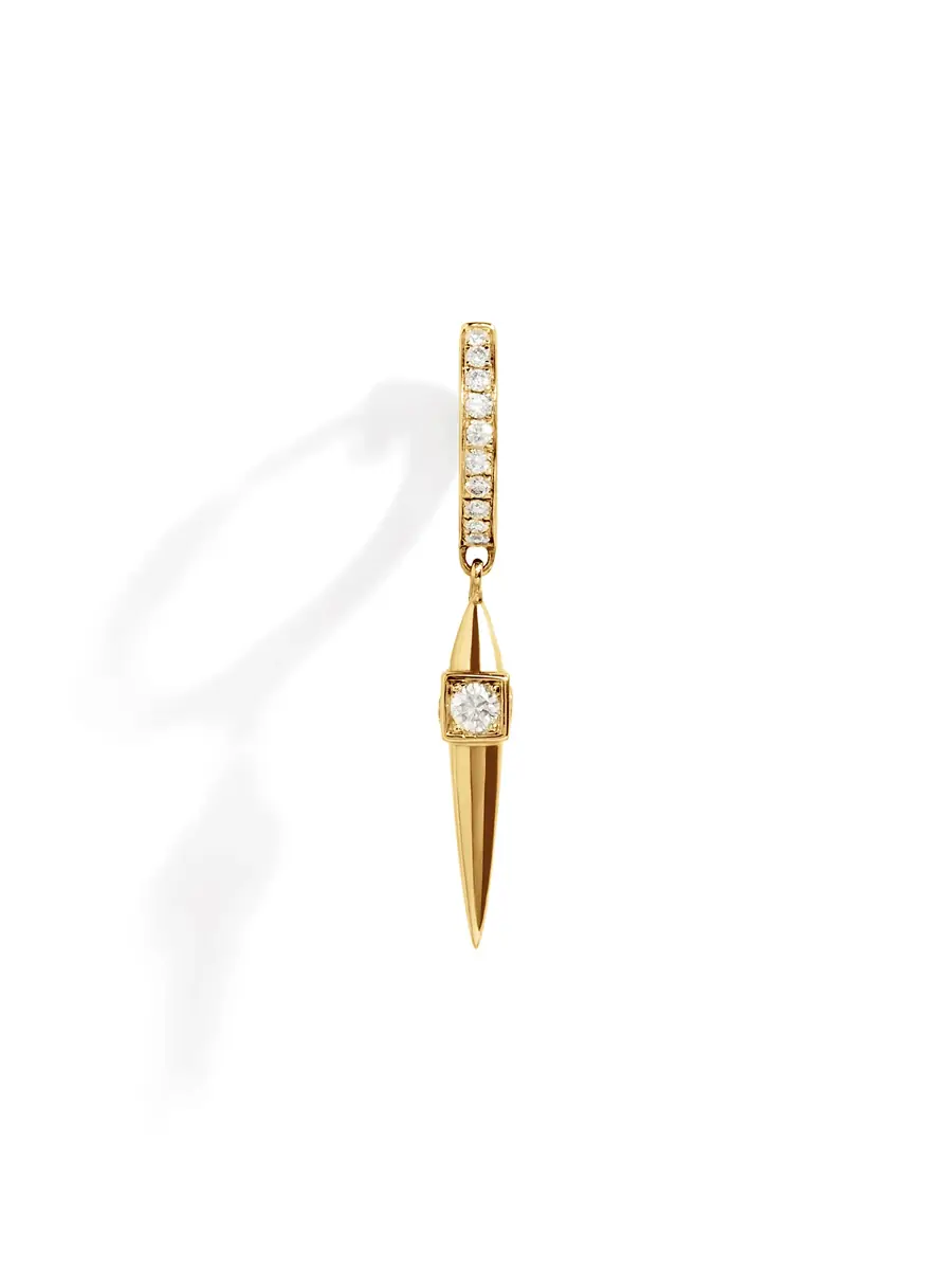 Statement Yellow Gold and Diamond Rockaway Peak Hoop Earring | Image 1 Statement Yellow Gold and Diamond Rockaway Peak Hoop Earring | Image 1