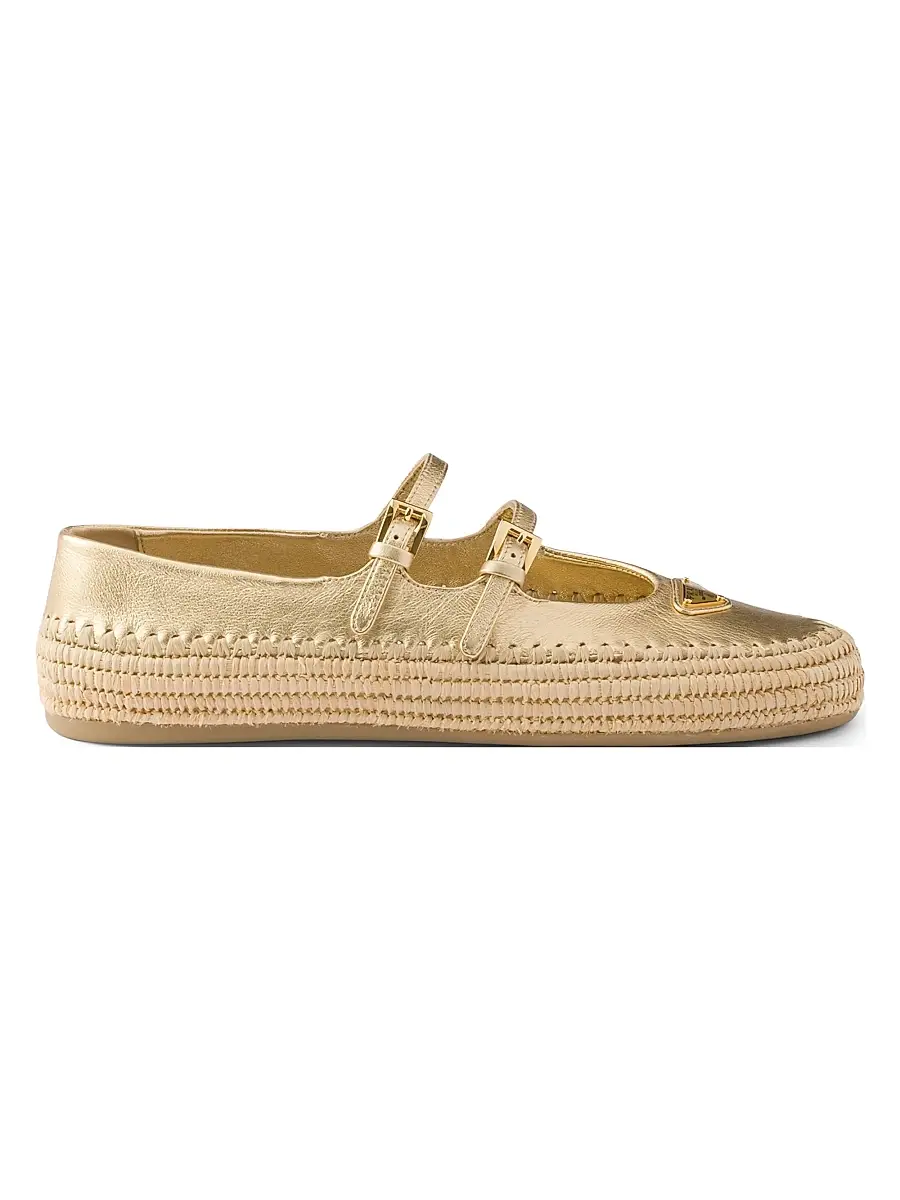 Prada Women's Mordoré Nappa Leather Ballerinas - Gold | Image 1 Prada Women's Mordoré Nappa Leather Ballerinas - Gold | Image 1