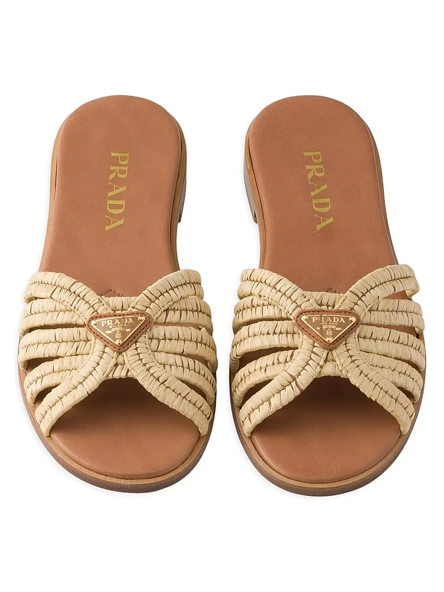 Prada Women's Crochet Slides - Beige Khaki | Thumbnail 2 Prada Women's Crochet Slides - Beige Khaki | Thumbnail 2