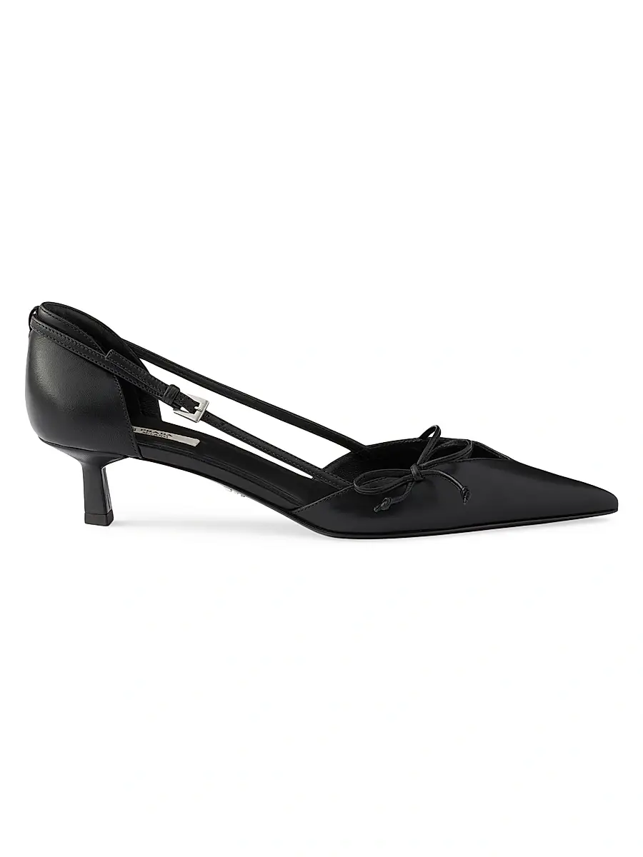 Prada Women's Open-Side Leather Pumps - Red | Thumbnail 11