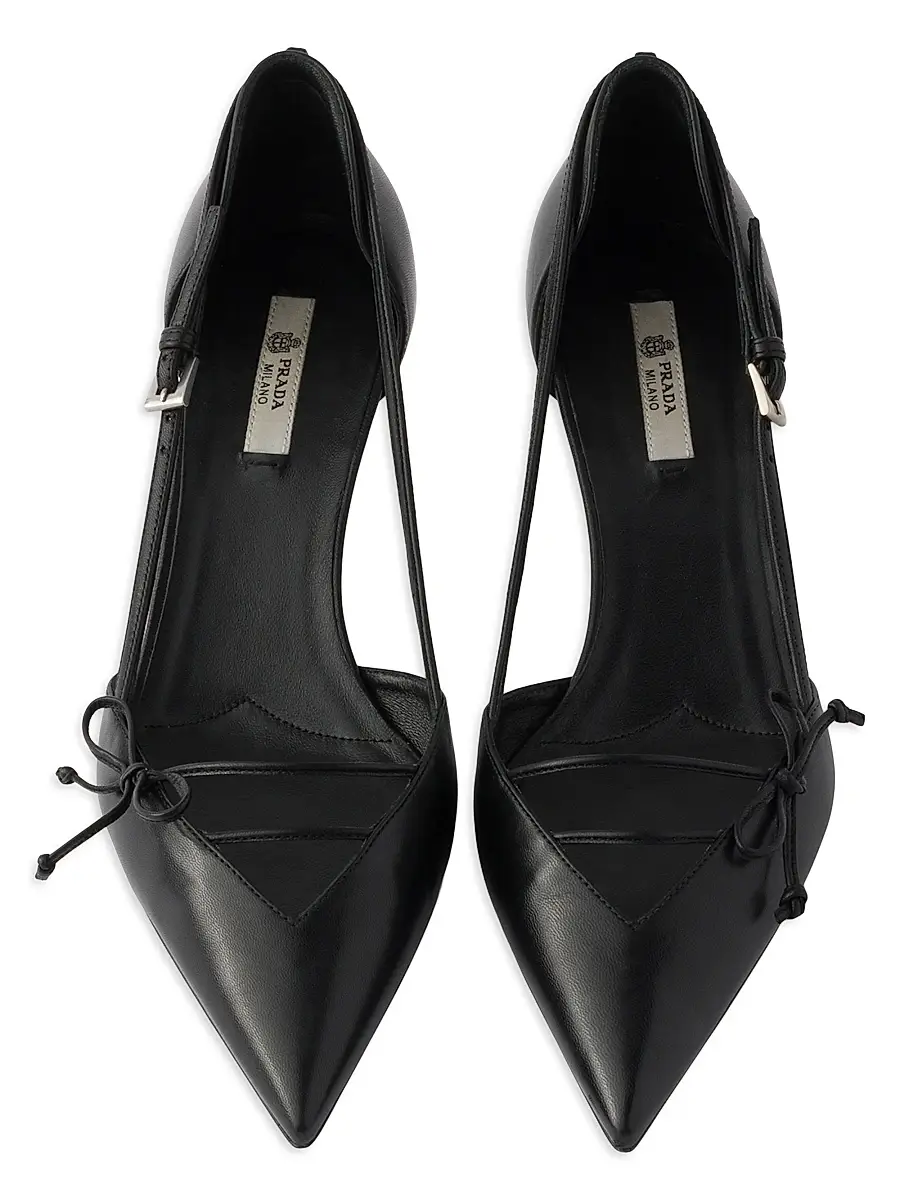 Prada Women's Open-Side Leather Pumps - Red | Thumbnail 12